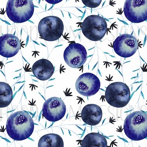 Blueberries Fruit Seamless Pattern