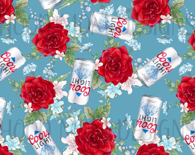 Coors Light Floral Flowers Beer Seamless Pattern Etsy