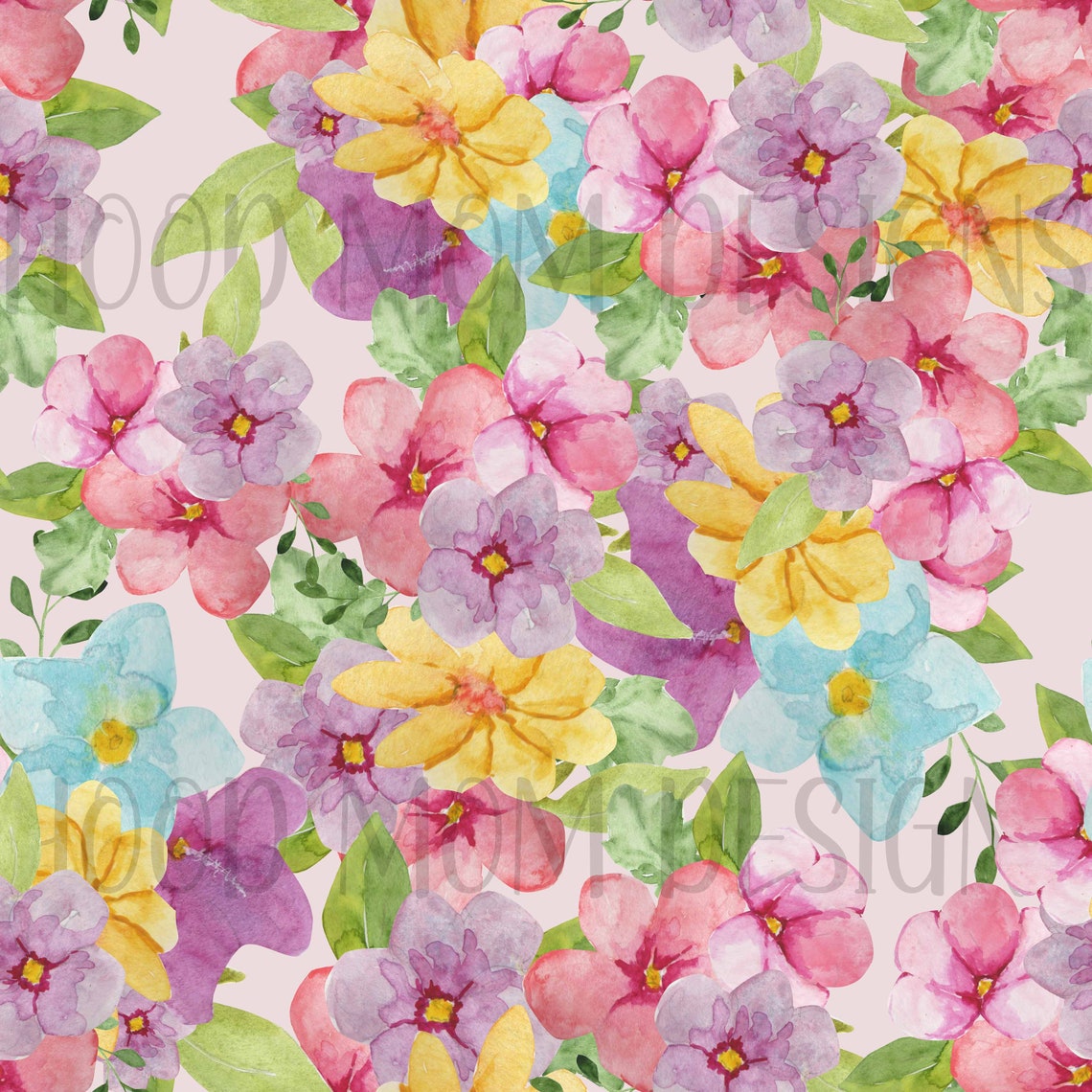 Colorful Spring Floral Seamless Pattern - Etsy