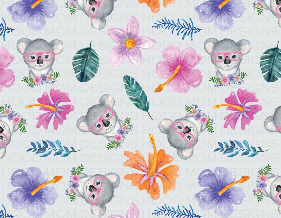 Cute Koala Floral Seamless Pattern - Etsy