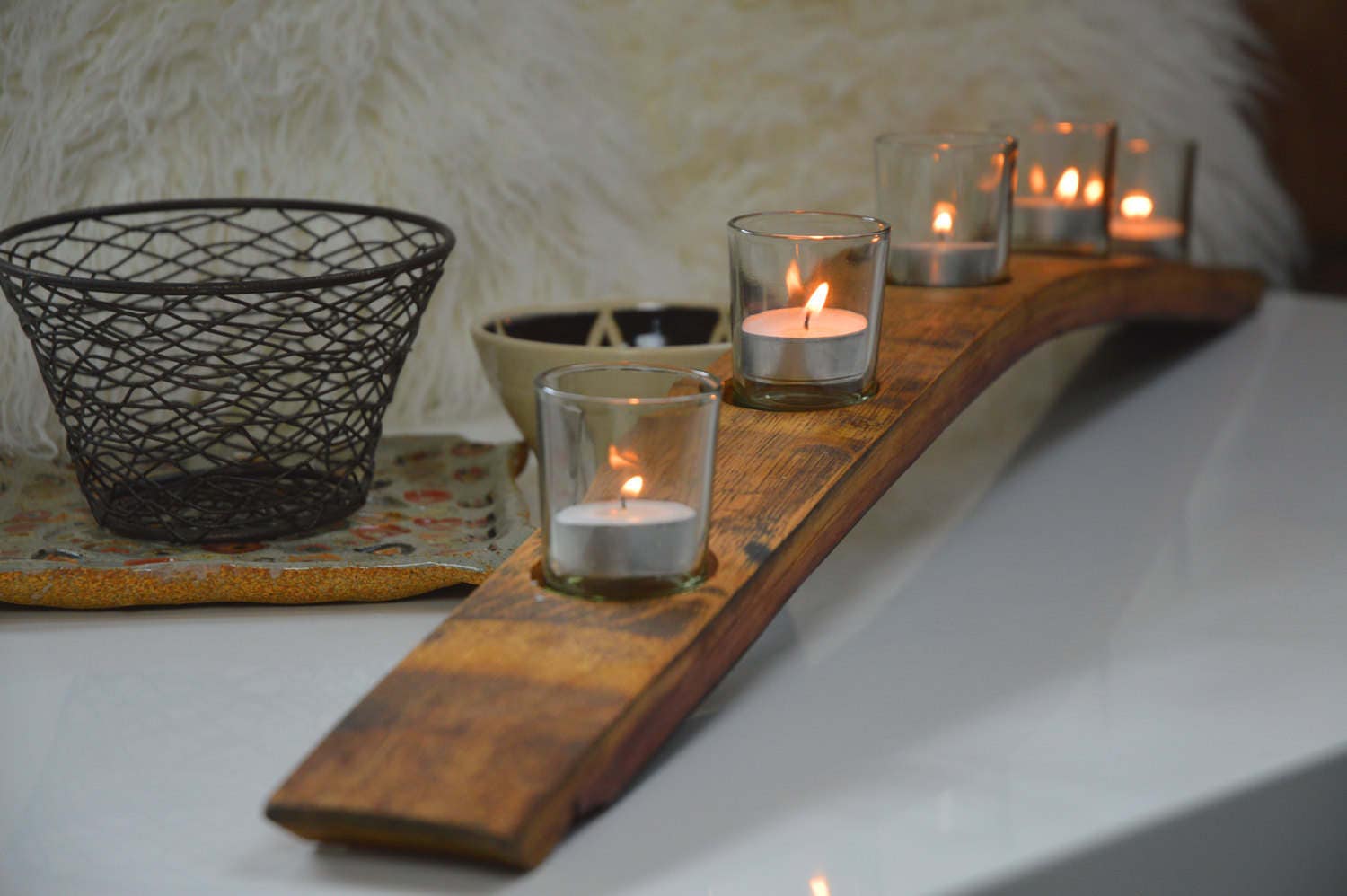 Wine Barrel Stave Candle Holder Etsy