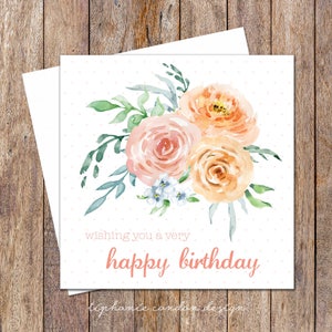 Lindo cartão de aniversário. Cartões de aniversário para ela. Cartão de aniversário da esposa. Cartões de aniversário femininos. Cartões de aniversário de flores pastel. Cartão de aniversário no jardim