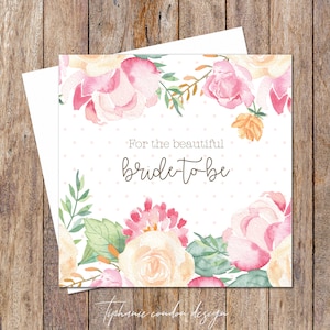 Bruids douche kaart bloemdessin. Voor de aanstaande bruid-kaart. Kaarten voor vrijgezellenfeesten. Roze vrijgezellenfeest kaart. Keuken thee kaart. Aanstaande bruid kaart