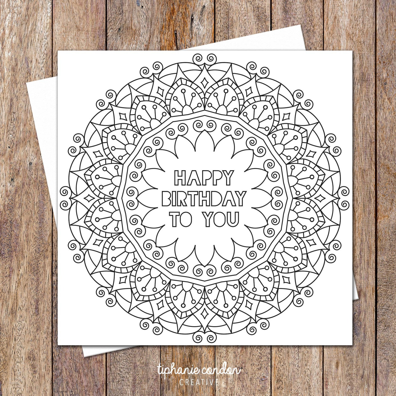 Colouring in Birthday Card. Mandala Birthday Card. Birthday - Etsy