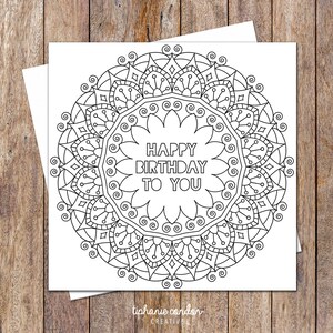 Colouring In Birthday Card. Mandala Birthday Card. Birthday Card Mum. Birthday Card For Her. Colouring Birthday Card. Birthday Card For Wife