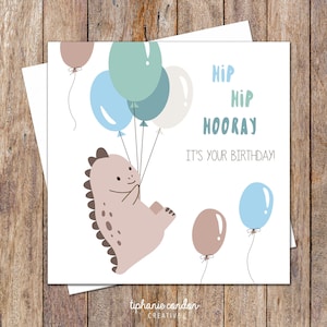 Tarjeta de cumpleaños de dinosaurios y globos. Tarjeta de cumpleaños niño. Tarjeta de cumpleaños para niños. Tarjetas de cumpleaños para niños. Tarjeta de cumpleaños de dinosaurio. Tarjetas De Cumpleaños Hijo