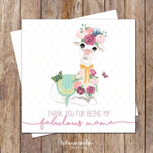 Lama Mother’s Day Card. Fabulous Mum Lama Card. Pour maman. Carte de jour des mères unique. Carte pour maman. Merci carte maman. Carte-cadeau de la fête des mères