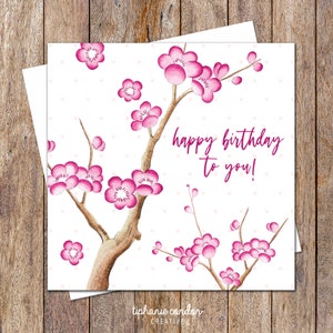 Cherry Blossom verjaardagskaart. Mama verjaardagskaart. Verjaardagskaart voor moeder. Verjaardagskaart meisje. Bloemen verjaardagskaart. Vrouwelijke Verjaardagscadeaus.