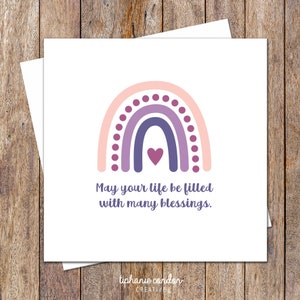 Pink Rainbow Blessings Baptism Card. Christening Girl Card. Baptism Gift. Regalo de bautizo para niña. Tarjeta de bautismo del bebé. regalo de la niña del bautismo