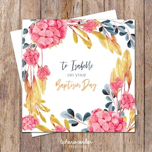 Personalisierte Blumenkarte zur Taufe. Taufkarte Mädchen. Taufgeschenk Mädchen. Taufgeschenk für Mädchen. Baby-Taufkarte. Taufe Mädchen Geschenk