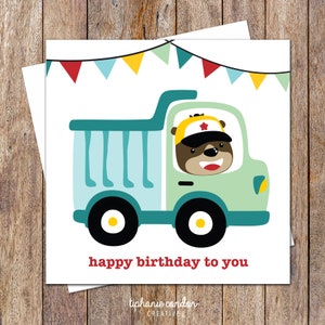 Green Truck Birthday Card. Kids Birthday Card. Birthday Card Boy. Construction Birthday Card. Cute Birthday Card. Digger Truck Birthday Card