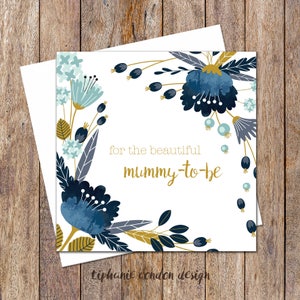 Blue Floral Baby Shower Card. Neutral Baby Shower Card. Baby Shower Cards. Mummy-to-be Cards. Baby Shower Gift. Baby Shower Card. New Baby