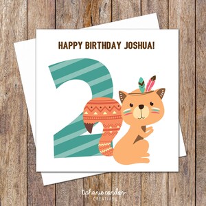 Second Birthday Card. Squirrel Birthday Card. 2nd Birthday Card Boy. Birthday Card Girl. Age Birthday Card. 2 Birthday Card. Animal Birthday
