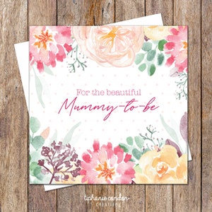 Mooie bloemen baby shower card. pasgeboren babykaart. florale baby shower. Baby Girl Card. Baby Shower Card Meisje. Flower Baby Card. Mummy-to-be