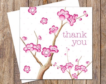 Cherry Blossom Thank You Card. Thank You Card For Her. Thank You Card Mum. Cherry Blossom Card. Teacher Thank You Cards. Appreciation Card