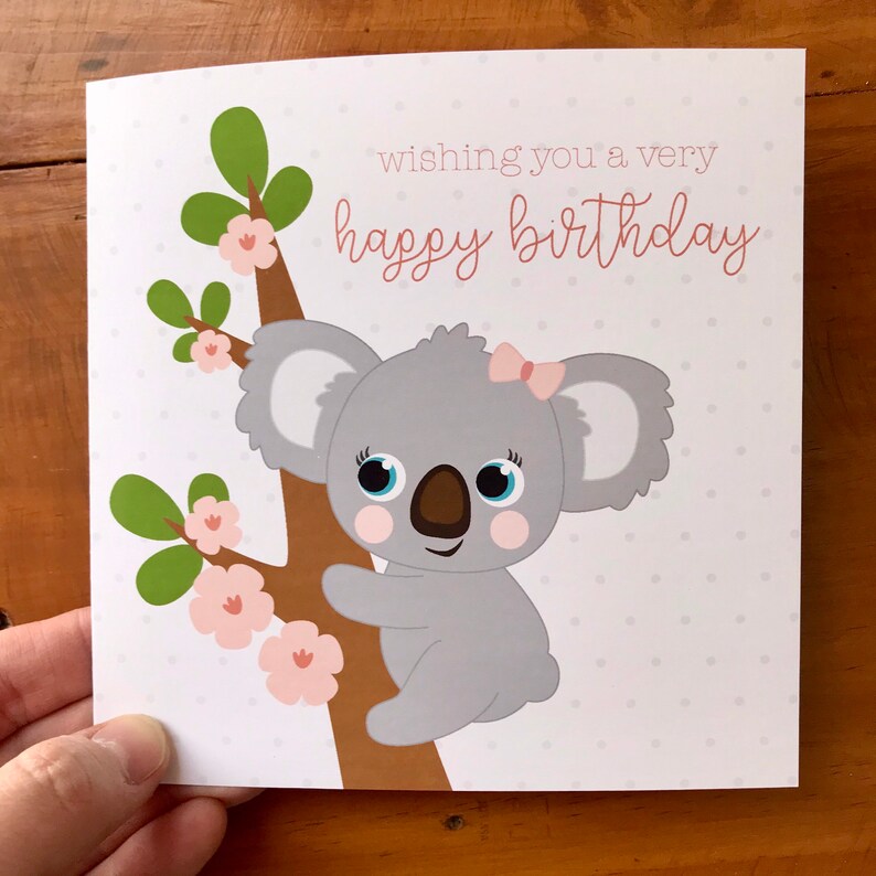 Koala Birthday Card. Australian Birthday Card. Cute Koala Etsy Australia