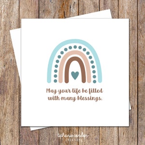Tarjeta de bendición dulce arco iris. Christening Boy Card. Tarjeta de bautismo para niños. Bautizar regalos. Tarjeta de bautismo del bebé. Día de nombramiento