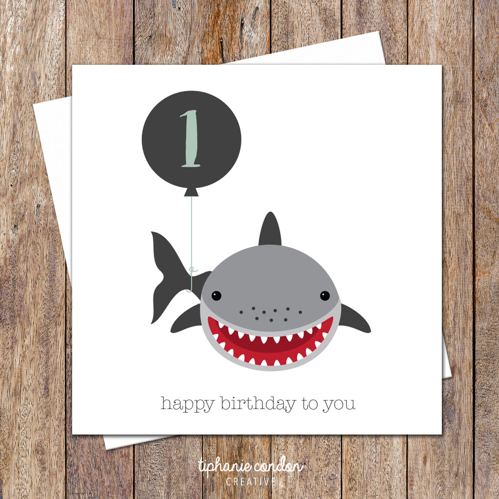 Shark Birthday Card. Custom Age Birthday Card. Kids Birthday - Etsy