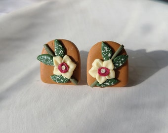 Stud Earrings , Flower Stud Earrings , Hoya Plant , Small Flower Earrings , Boho Earrings