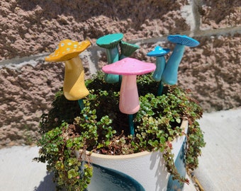 Plant Stake , Decorative Plant Stake , Mushroom Plant Stake , Handmade Plant Stake, Fairy Garden Accessories