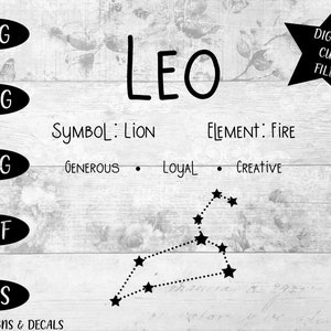 Zodiac SVG / cut files / Leo svg / Star signs /  zodiac signs / svg designs / svg cutting files / svg / Astrology SVG / zodiac sign svg