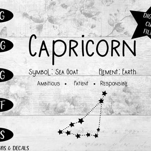 Zodiac SVG / cut files / Capricorn / Star signs /  zodiac signs / svg designs / svg cutting files / svg / Astrology SVG / zodiac sign svg