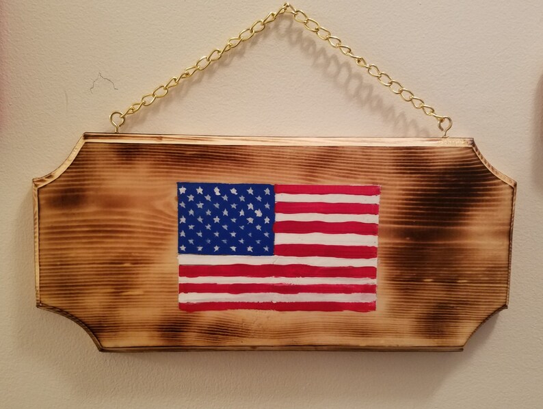 American Flag Plaque Hand Painted Etsy