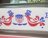 USA 4th of July Fourth Memorial Day Red White Blue Pyrex Friendship Decal - Decal only - bowl not included