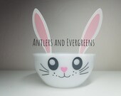 Bunny Face Decal and Paper Ears Pyrex Easter Rabbit