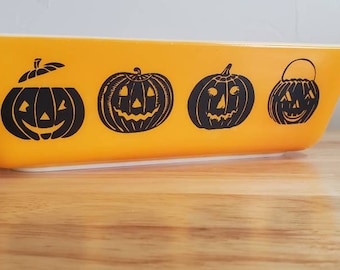Vintage Halloween inspired pumpkin jack o lantern Decal - Decal only - bowl not included