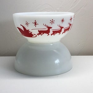 Santa In Sleigh with Reindeer Merry Christmas Decal for vintage dishes - Decal only bowl not included