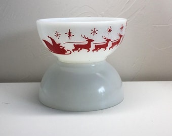 Santa In Sleigh with Reindeer Merry Christmas Decal for vintage dishes - Decal only bowl not included