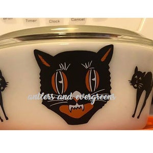 Halloween Black Cat Decal - Bowl Not included DECAL ONLY