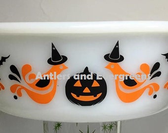 Halloween Witch Bird Decal - Decal only - bowl not included