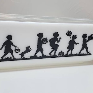 Halloween Pumpkin Parade Decal for vintage dishes - dish not included