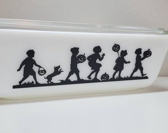 Halloween Pumpkin Parade Decal for vintage dishes - dish not included