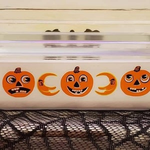 Vintage halloween pumpkin jack o lanterns moons for vintage dishes and bowls Decal - Decal only - bowl not included - vintage inspired
