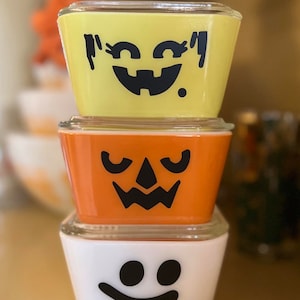 Halloween Bucket Face Decals Pumpkin Witch Ghost - decals only dishes not included