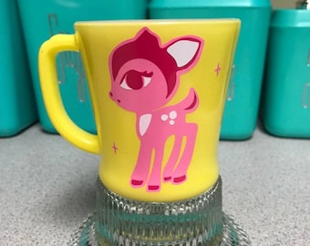 Mid Century Kitchy Deer Decal Fireking decal only mug not included