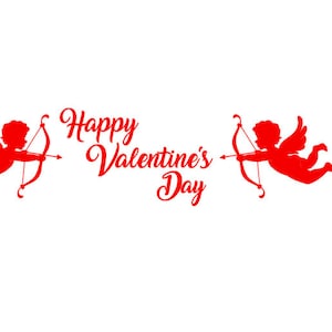 Cupid Happy Valentines Day Decal for vintage dishes and bowls