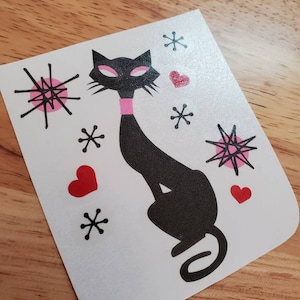 Valentines day Atomic Starburst Cat Decal MCM