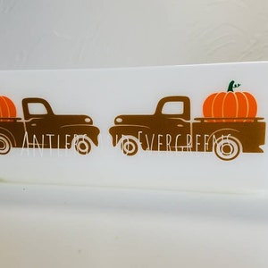Pumpkin Pickup Truck Fall Harvest Halloween Decal for vintage dishes - Decal only - bowl not included