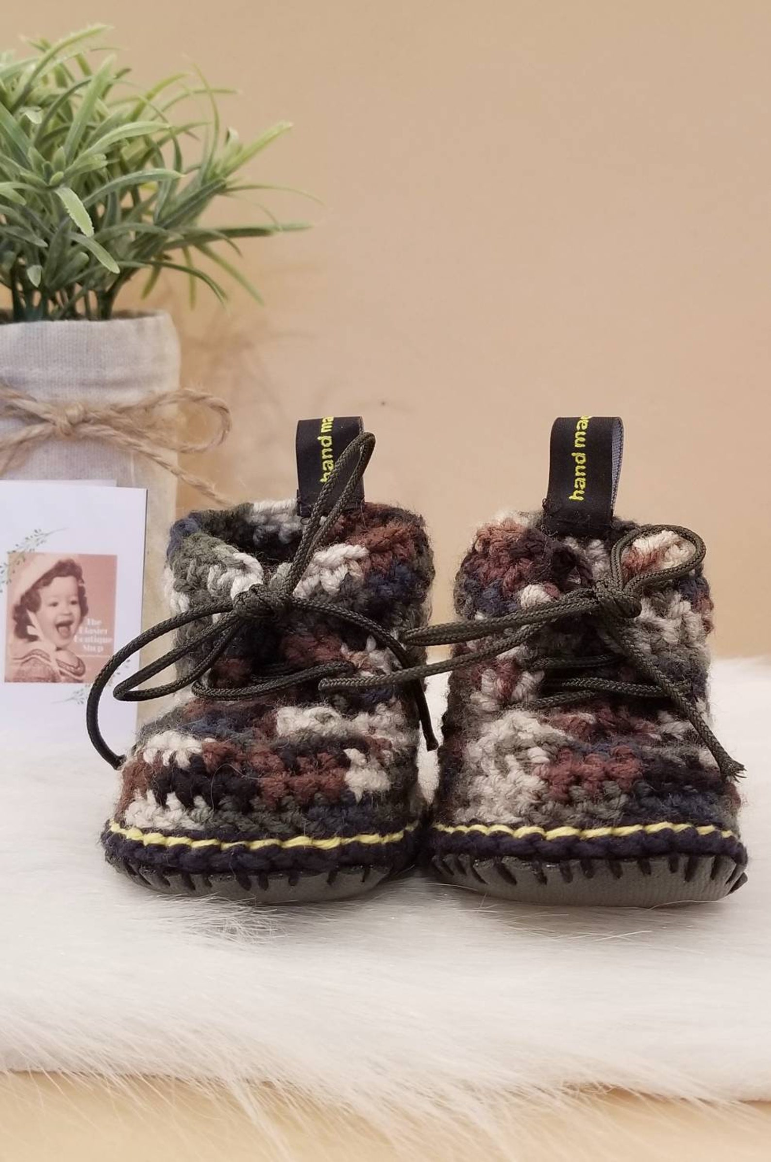 03 months Crochet Combat Boots Baby Booties crochet baby Etsy