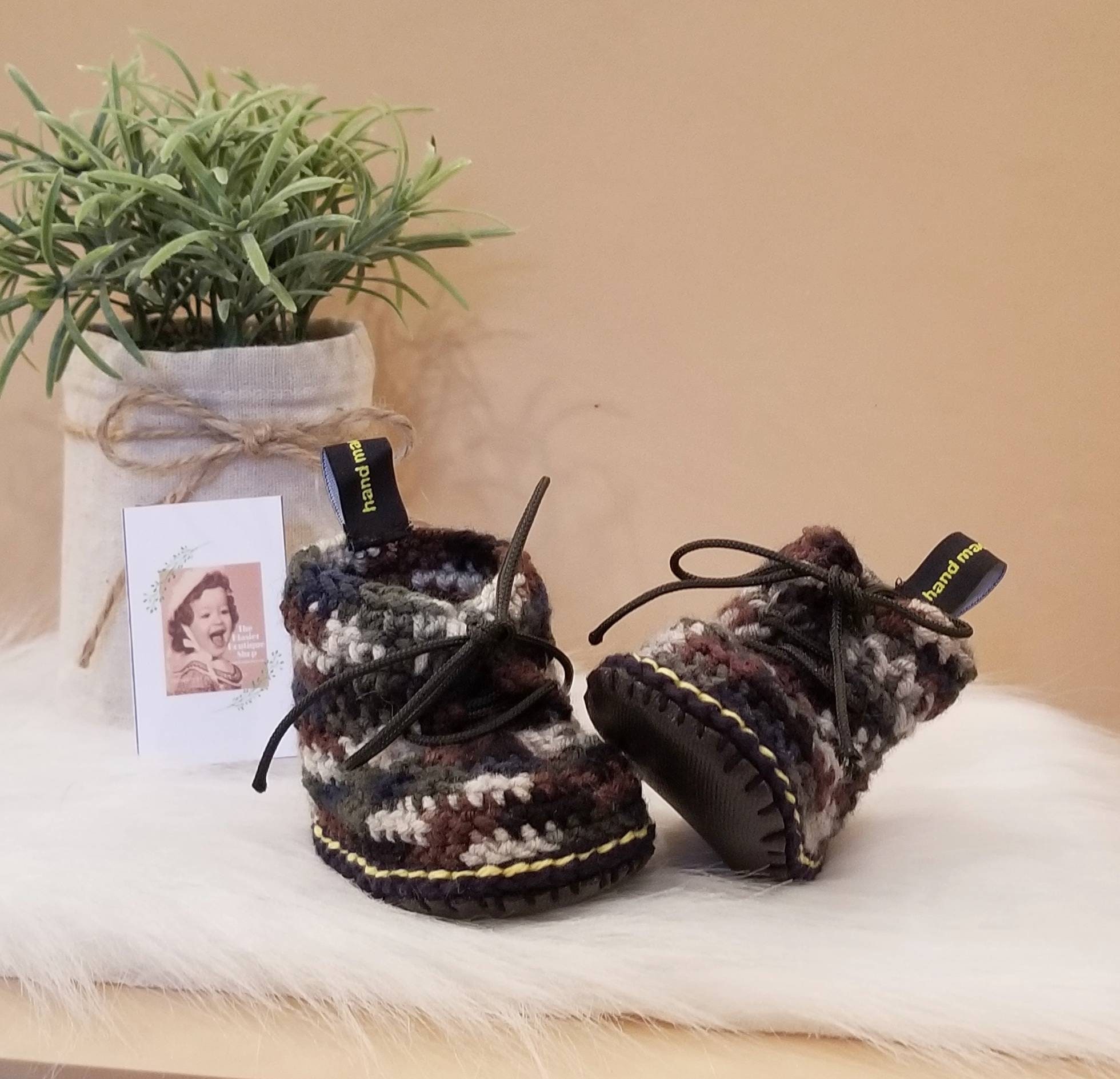 03 months Crochet Combat Boots Baby Booties crochet baby Etsy