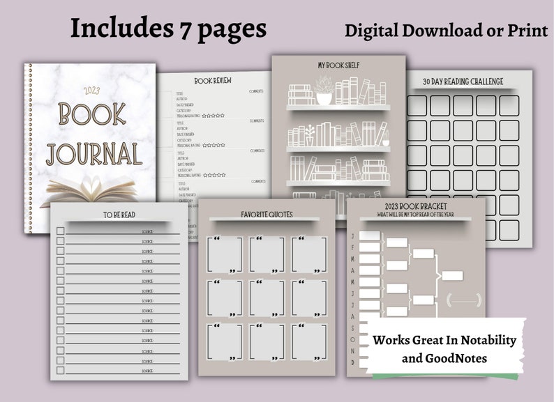 Digital Book Journal for Goodnotes and Notability Book Etsy