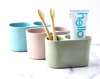 Bath Organizer Caddy - Pen Holder - Toothbrush Holder - Bath accessories - Desk Organizer - Modern - Minimalist - Cement - Office Organizer