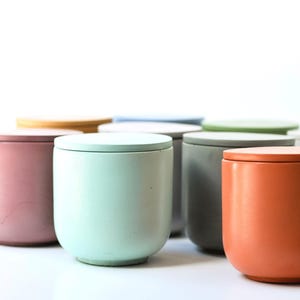 Concrete Jar with Lid, Candle Vessel, Trinket Jar, Bathroom Storage Container, Canister with Lid, Candle Jars Bulk, Bath Decor, Keepsake Jar