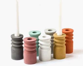 Pillar Candlestick Holder - Concrete Candle - Modern Candle - Taper Candle Holder - Tabletop - Holiday Table - Minimalist - Tablescape