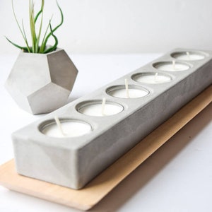 Concrete Tealight Holder 6 piece - Wedding Centerpiece - Table Centerpiece - Tea Light Centerpiece - Modern Candle Holder - Mantle - Cement