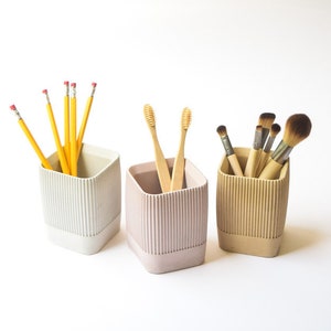 Pencil Cup - Pen Cup - Desk Set - Concrete Pencil Holder - Desk Organization - Modern - Cement - Office Decor - Minimalist Toothbrush Holder